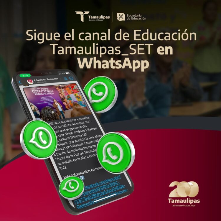 Secretaría de Educación de Tamaulipas presenta su canal de Whatsapp