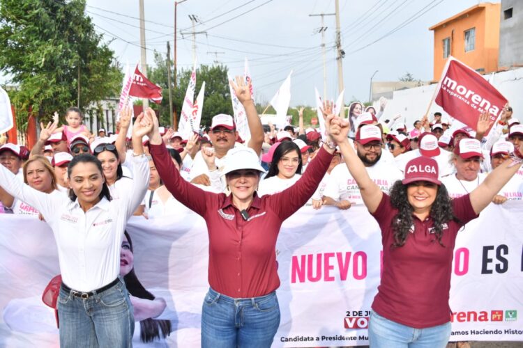 Desarrollo con bienestar en Nuevo Laredo informa Olga Sosa en recorrido con Carmen Lilia Canturosas