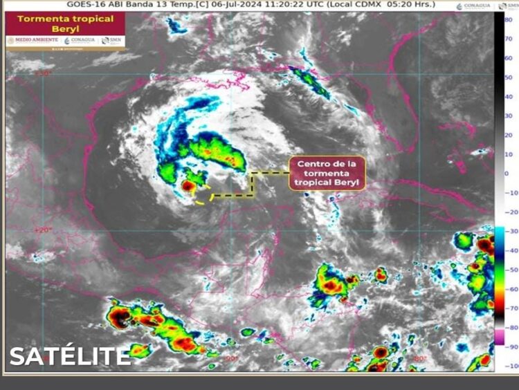 Beryl con rumbo al oeste-noroeste del golfo de México