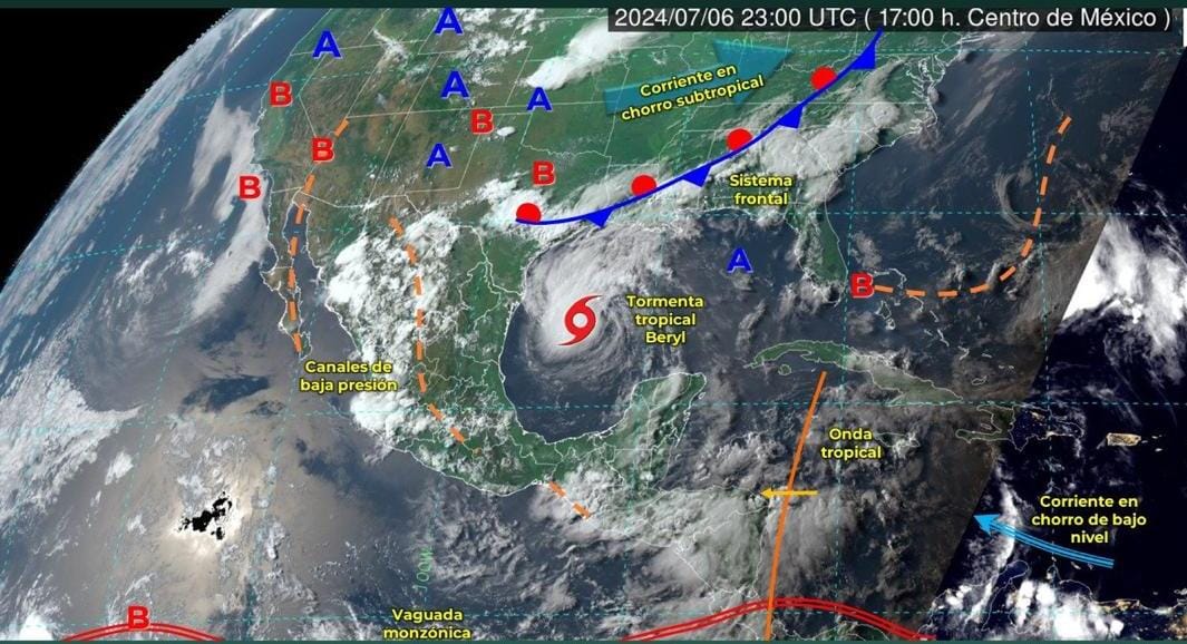 Se desplaza «Beryl» sobre el Golfo de México