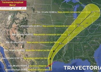 Se desplazará «Beryl» con rumbo a la costa norte de Tamaulipas