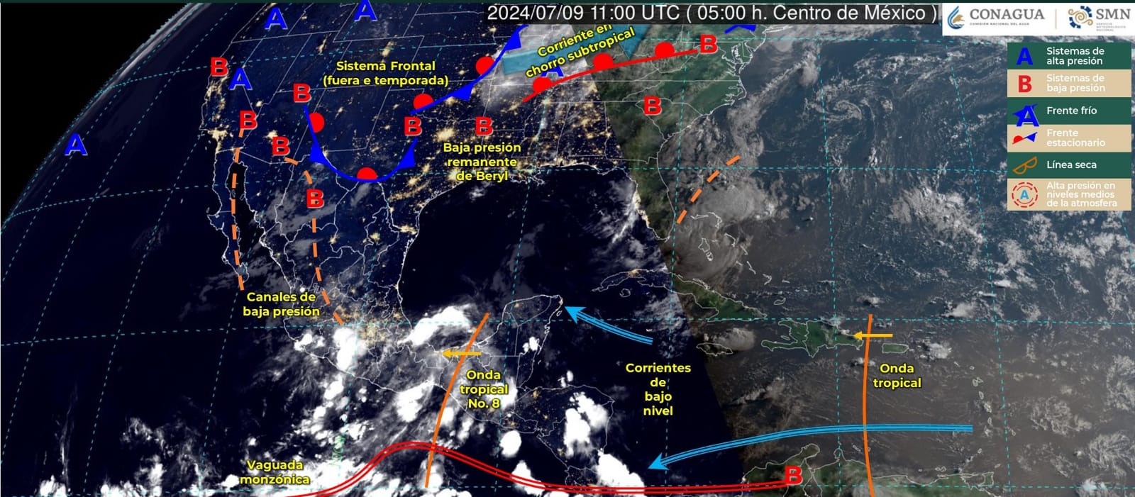 Lluvias puntuales fuertes para Tamaulipas