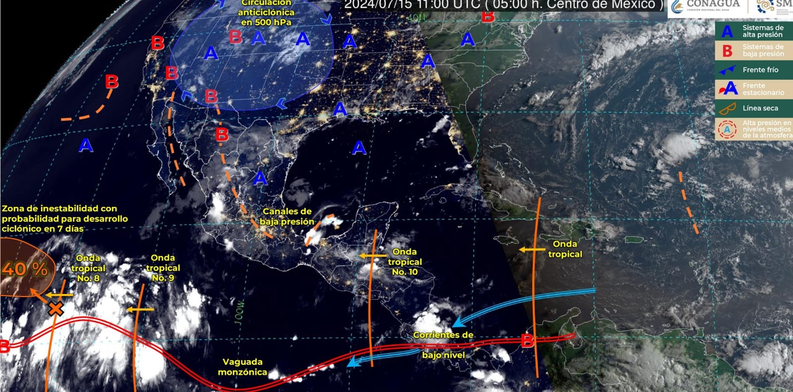 Onda tropical número diez recorrerá la península de Yucatán