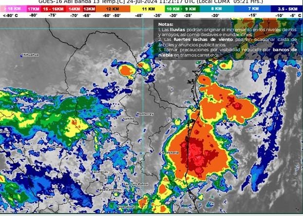 Frontera, centro y sur de Tamaulipas con lluvias