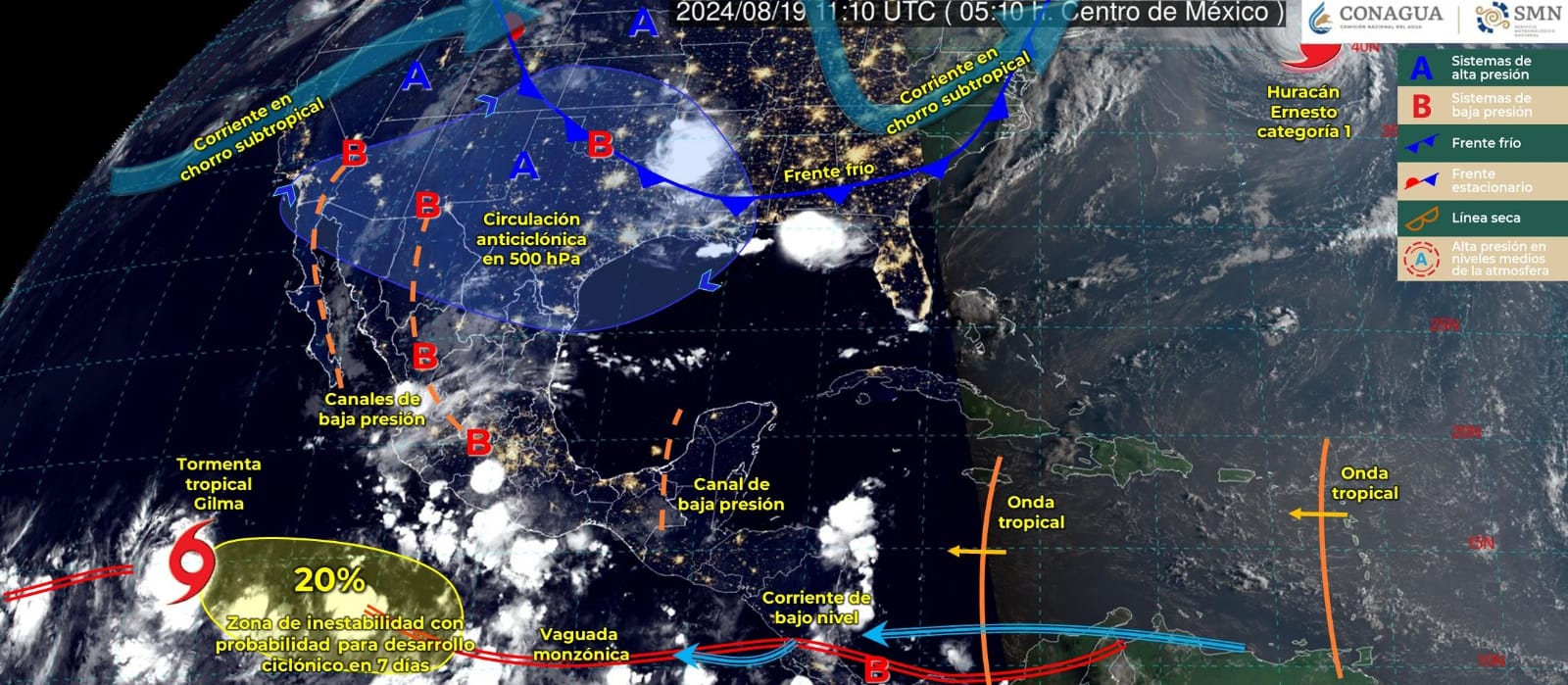 Lluvias puntuales fuertes para Tamaulipas