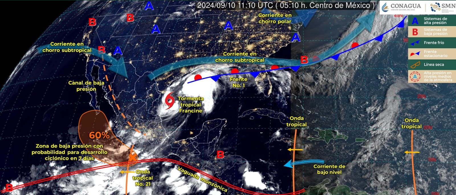 Se desplaza «Francine» al norte de Tamaulipas