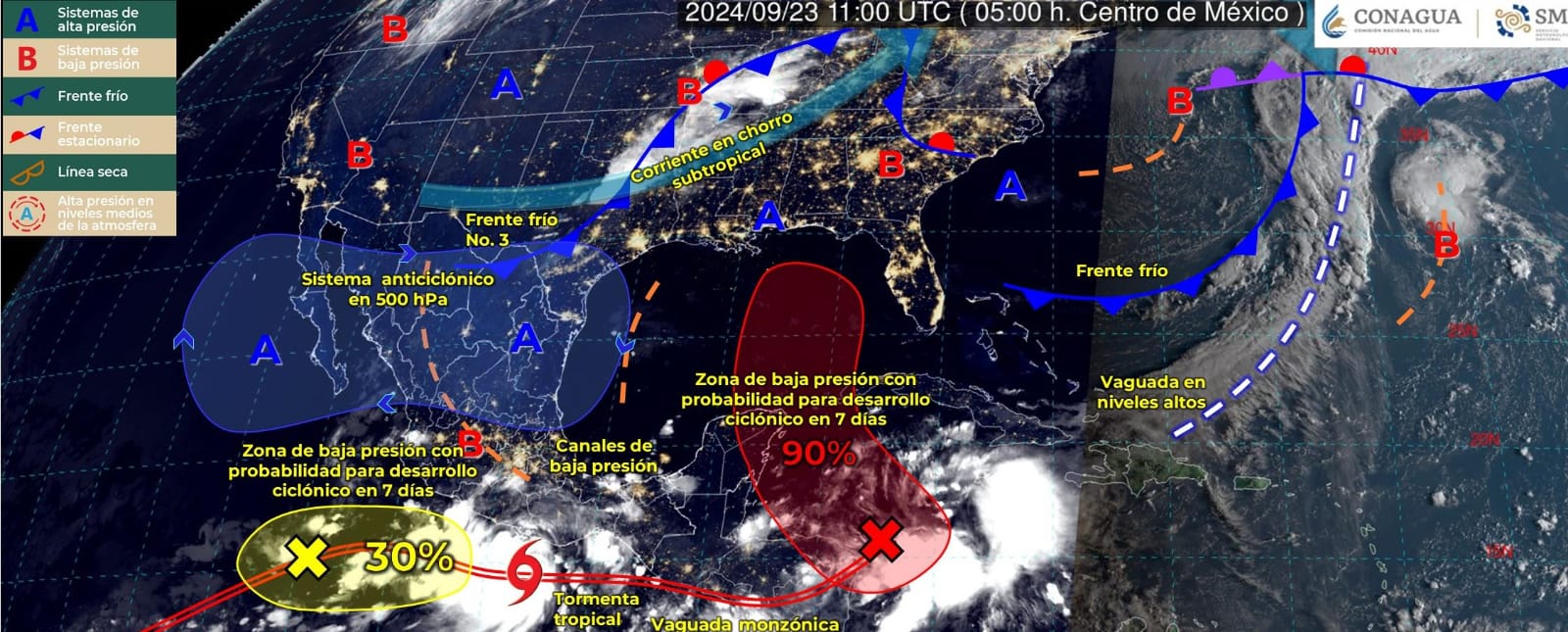 Pronóstico para Tamaulipas con intervalos de chubascos