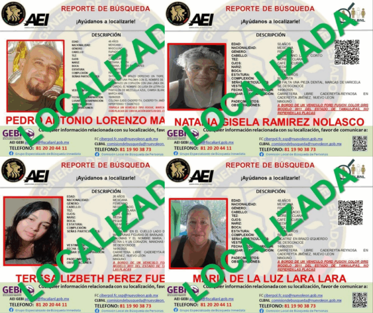 Localizan con vida a enfermero del IMSS de Reynosa y a tres mujeres desaparecidas en Nuevo León