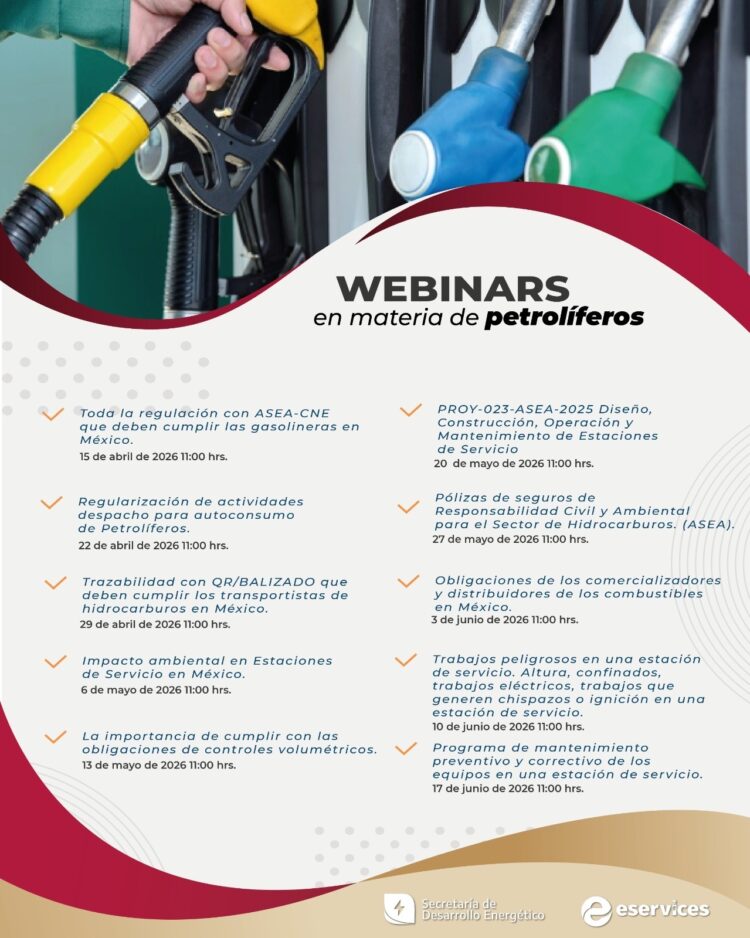 Invita SEDENER a participar en webinars sobre regularización en el sector petrolífero