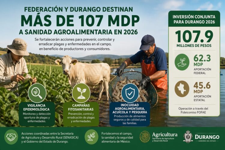 Federación y Durango destinan más de 107 mdp a sanidad agroalimentaria en 2026