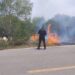 Guardia Estatal sofoca incendio de pastizal que afectaba visibilidad en carretera Casas-Soto la Marina