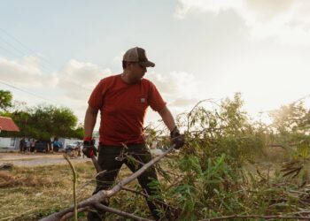 Roberto Lee atiende petición de vecinos del fraccionamiento Molinos y rehabilita área verde y puente peatonal. 