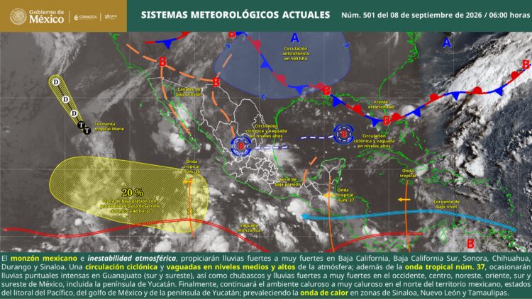 Pronostican lluvias fuertes y temperaturas de hasta 45 grados en Tamaulipas