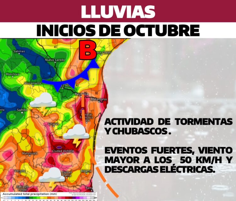 Prevén incremento de lluvias y tormentas en Tamaulipas