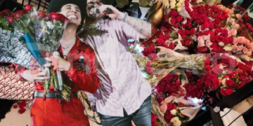Rosas regaladas a Grupo Firme terminan tiradas en el suelo